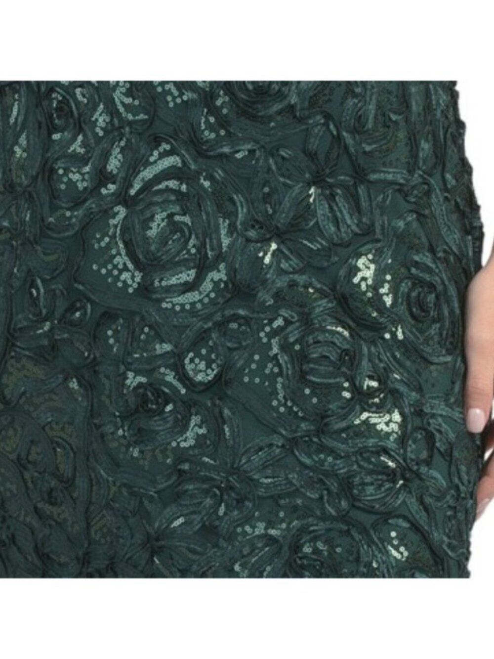 XSCAPE Long Soutache Cap Sleeve Asymetric Neck Dress - Picture 5 of 5